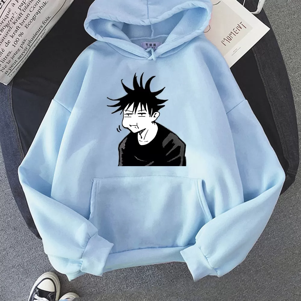 Jujutsu Kaisen Megumi Anime Sweatshirt Women Casual Hoodie Winter Fleece Streetwear Oversize