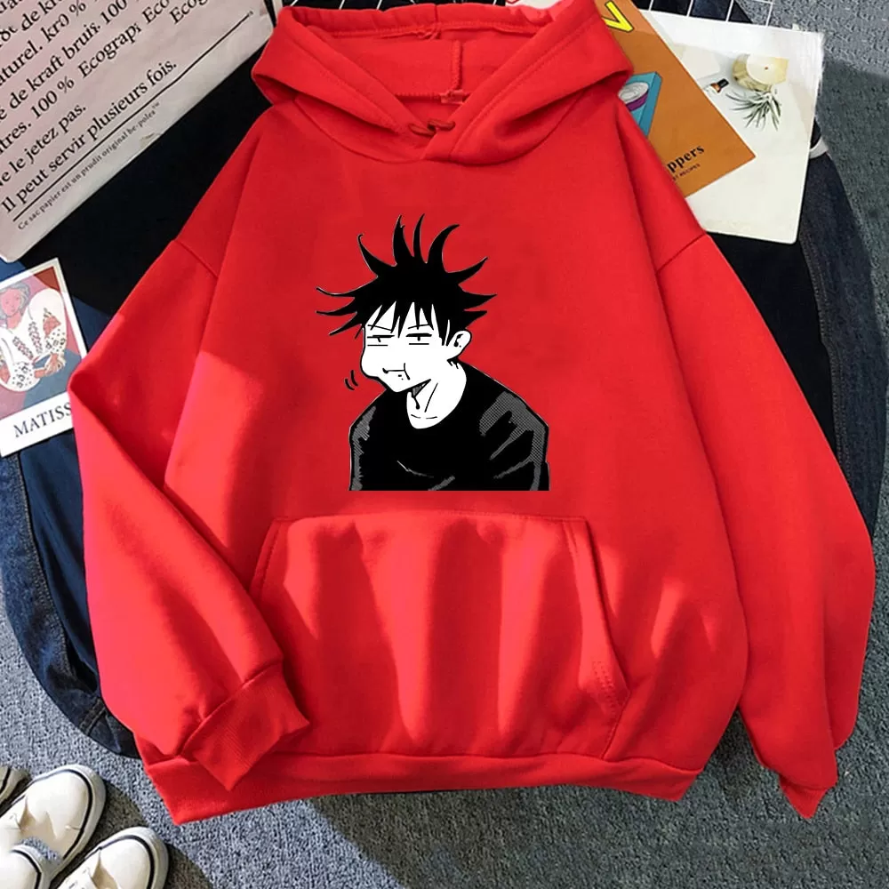 Jujutsu Kaisen Megumi Anime Sweatshirt Women Casual Hoodie Winter Fleece Streetwear Oversize