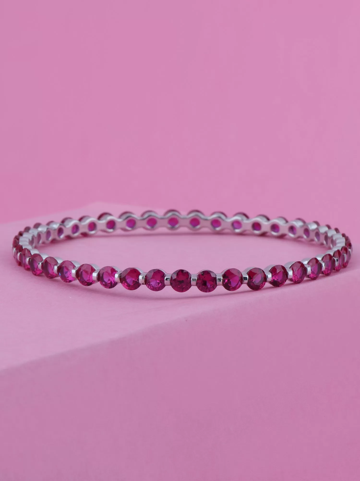 Lab Created Ruby Bangle In Sterling Silver