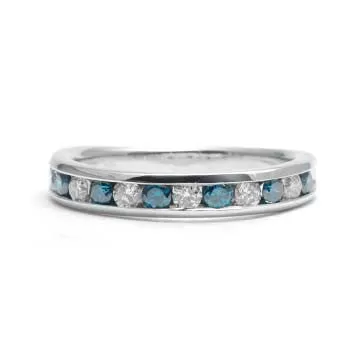 Ladies Blue and White Diamond Ring