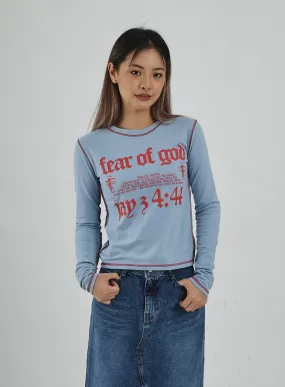 Lettering Print Long Sleeve Top CN29