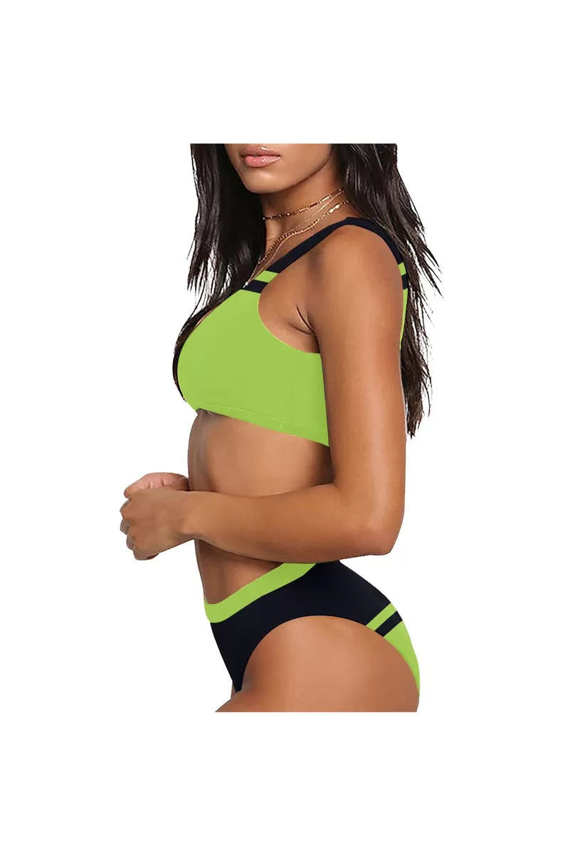 Lime Green Sport Top & High-Waisted Bikini Swimsuit