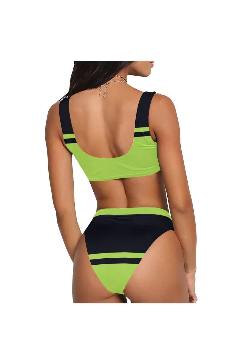 Lime Green Sport Top & High-Waisted Bikini Swimsuit