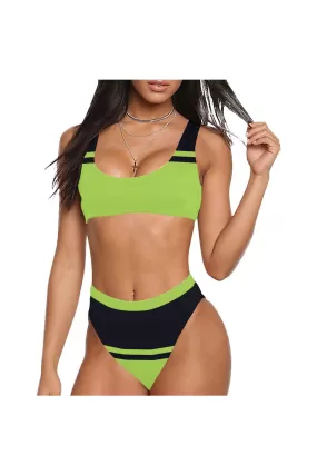 Lime Green Sport Top & High-Waisted Bikini Swimsuit