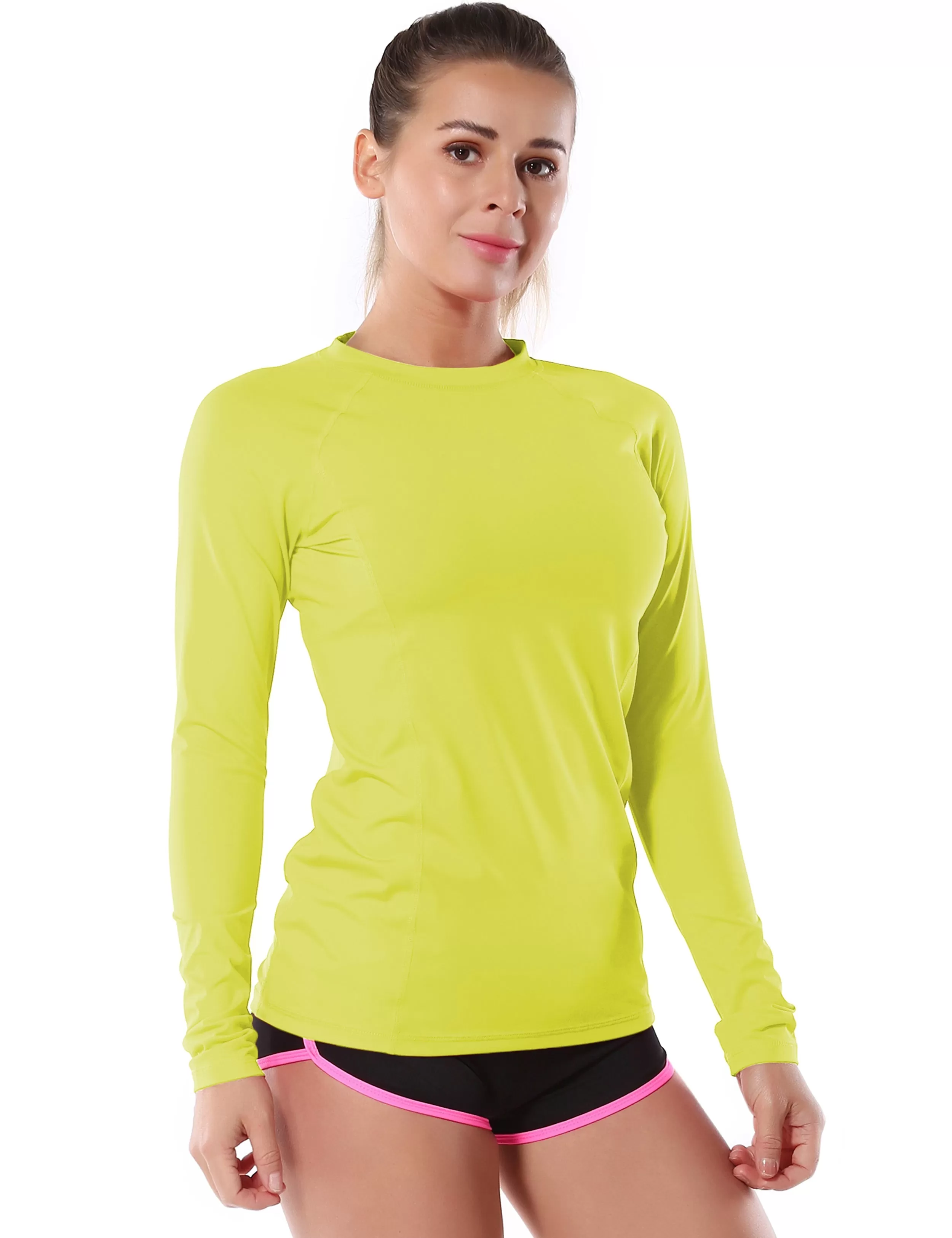 Long Sleeve UPF 50 Rashguard neonyellow_yogastudio