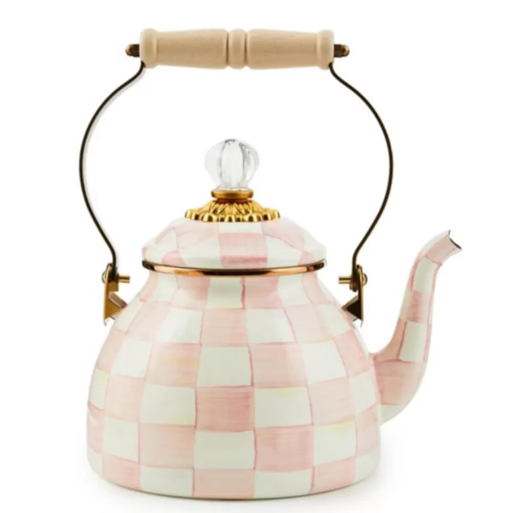 MacKenzie-Childs Rosy Check Enamel Tea Kettle