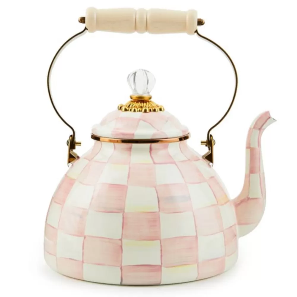 MacKenzie-Childs Rosy Check Enamel Tea Kettle