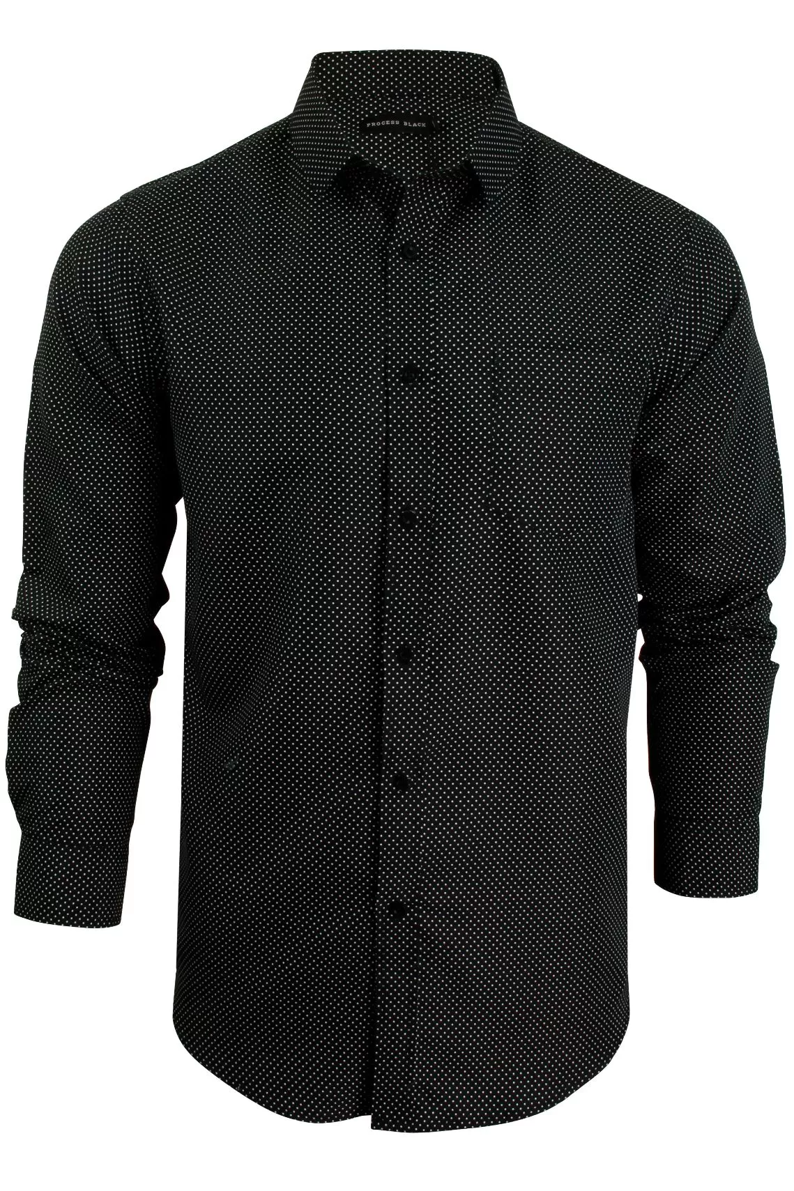 Mens Spotted Print Shirt by Process Black 'Cell' Long Sleeve Brave Soul