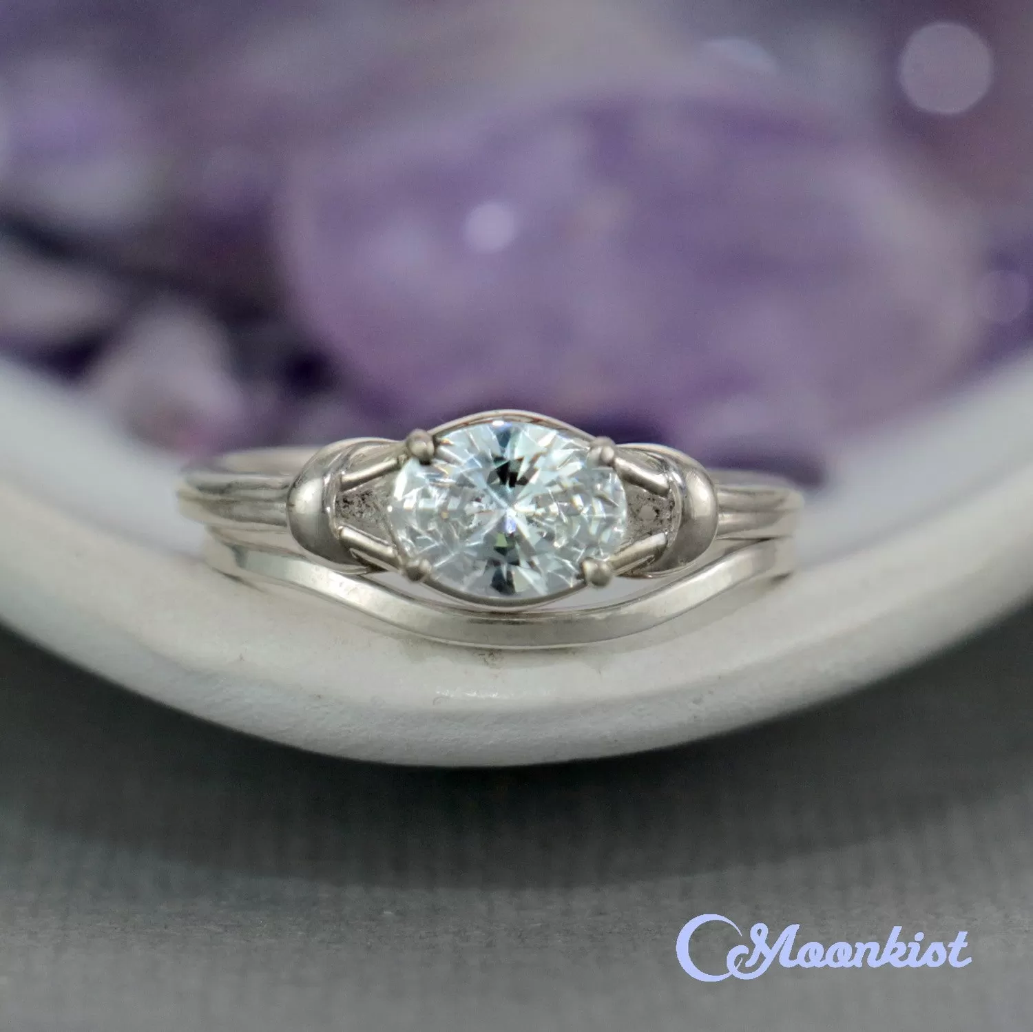 Modern Oval Wedding Ring Set | Moonkist Designs