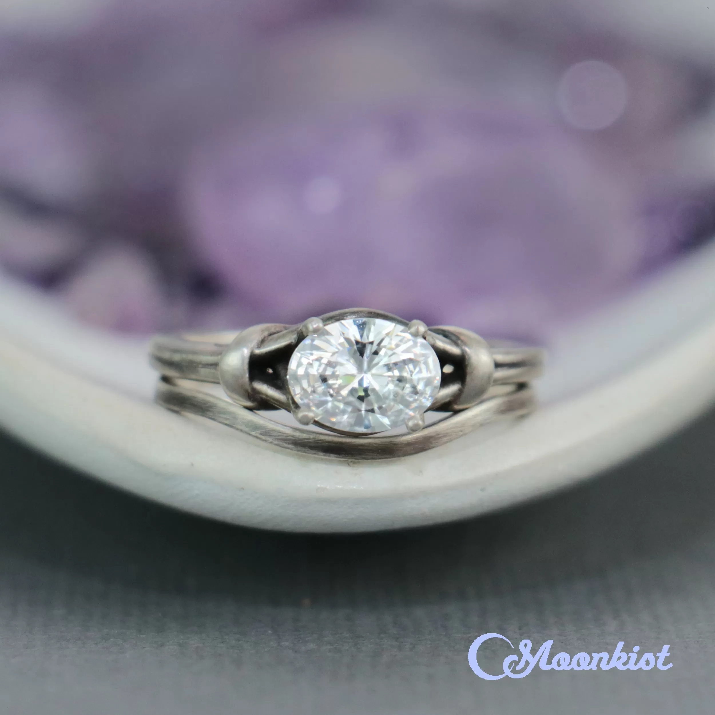 Modern Oval Wedding Ring Set | Moonkist Designs