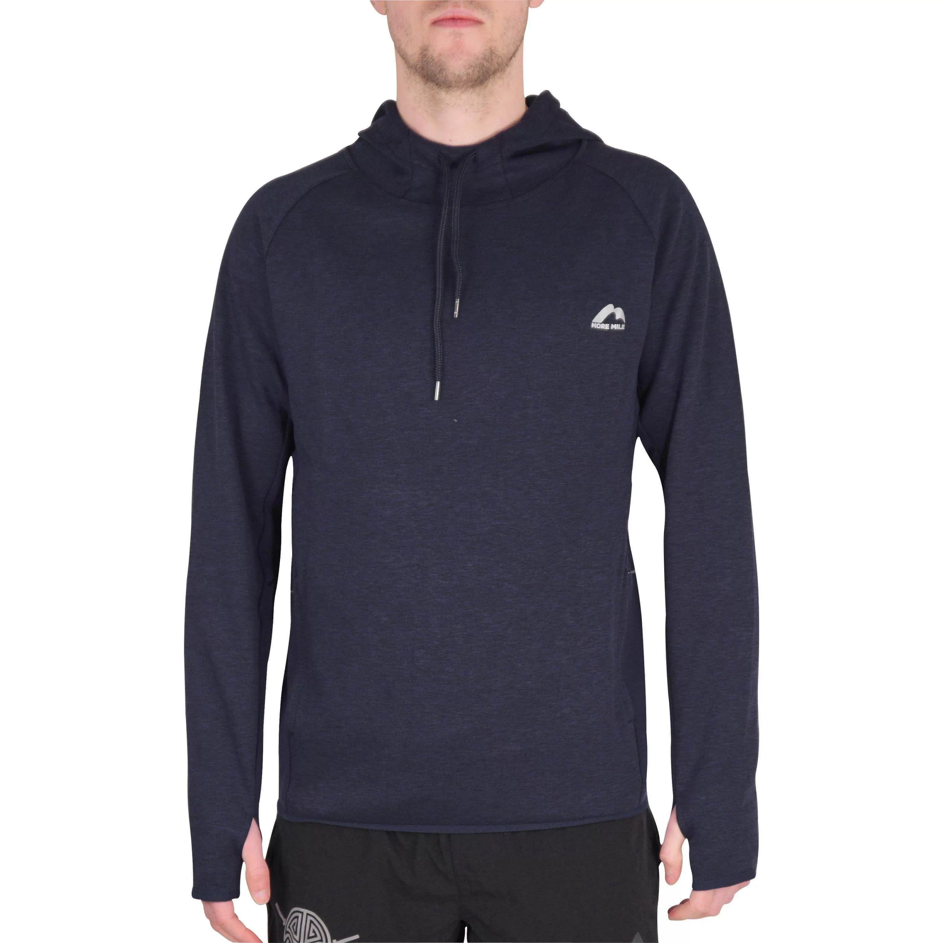 More Mile Marl Mens Running Hoody - Blue