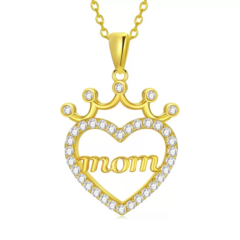 Necklace For Mom 925 Sterling Silver  Gold Plated Mother Pendant Necklace Love Heart Necklace For Women Mothers Day Gifts For Mom