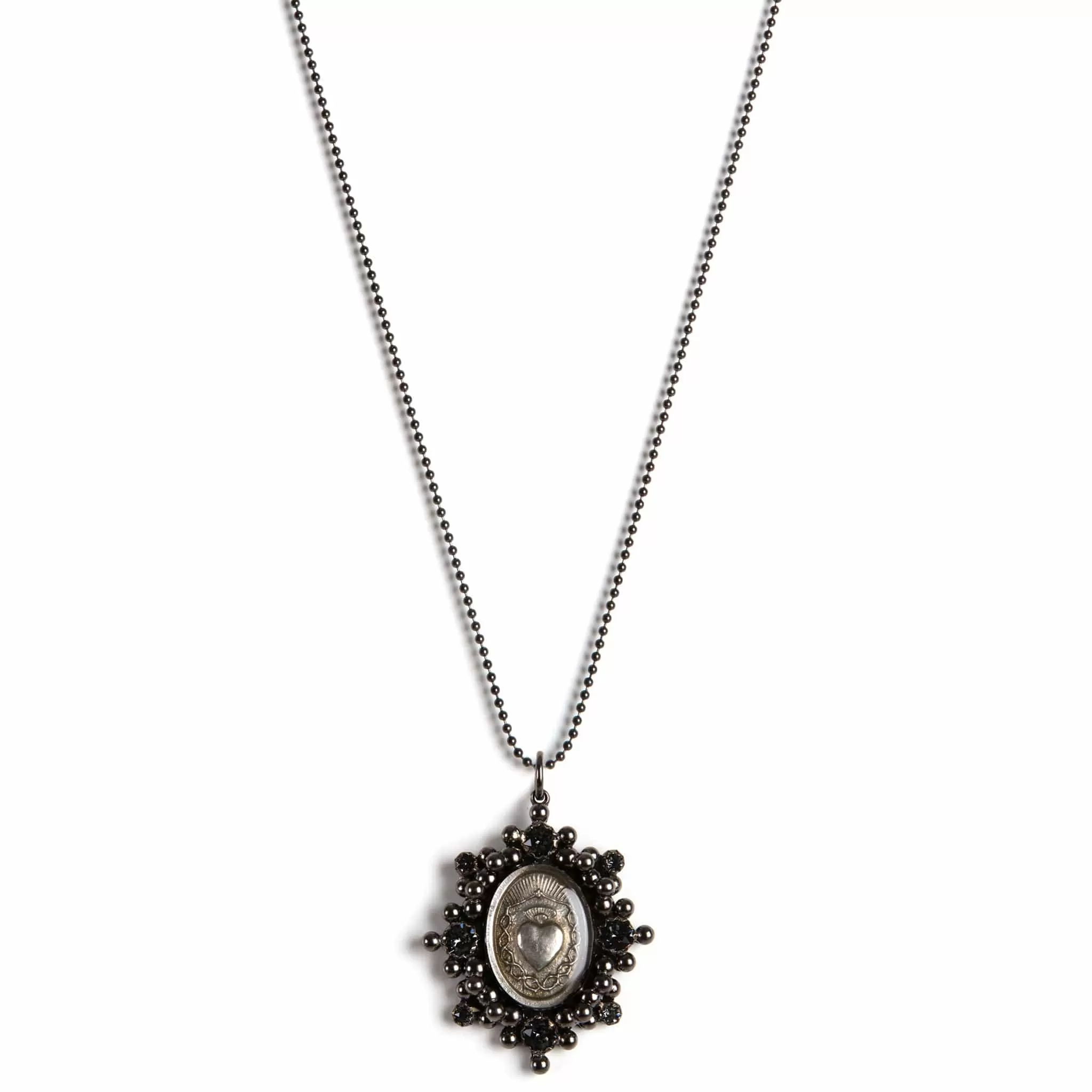 Oval Cloister Sacred Heart Charm Necklace