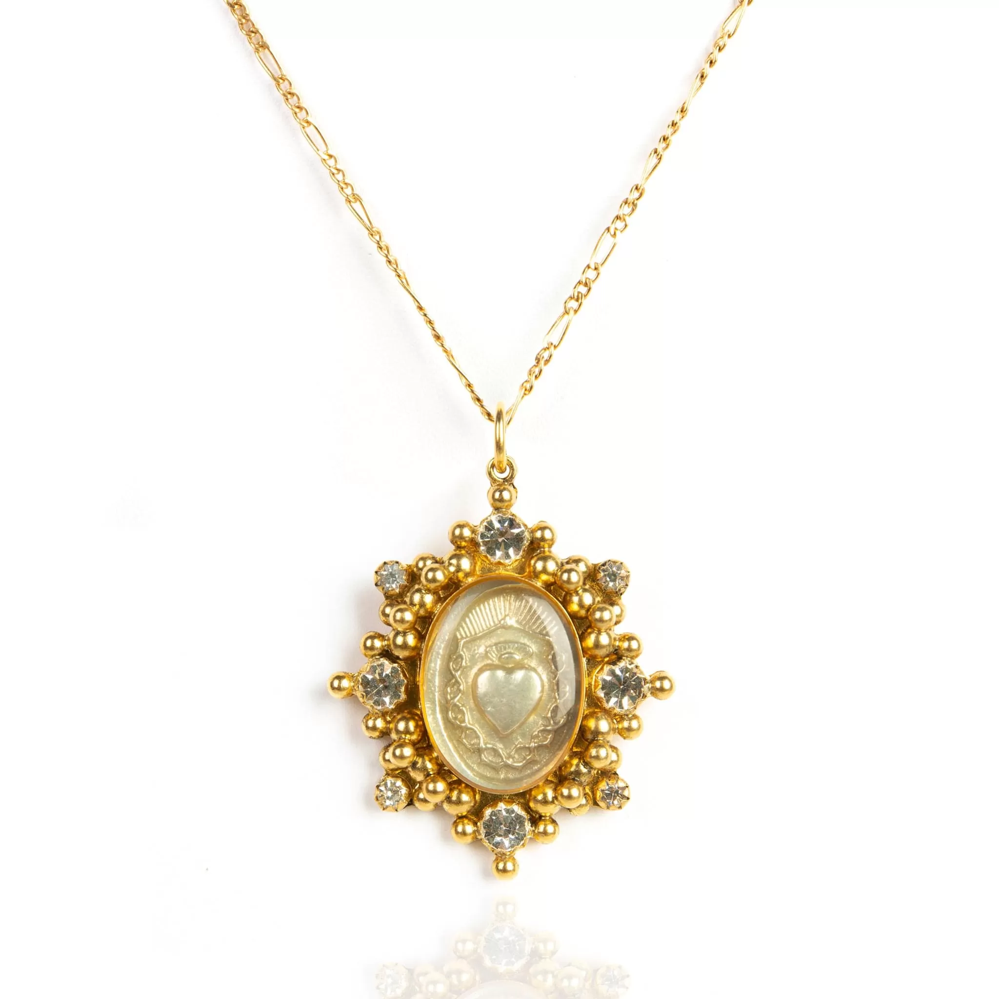 Oval Cloister Sacred Heart Charm Necklace