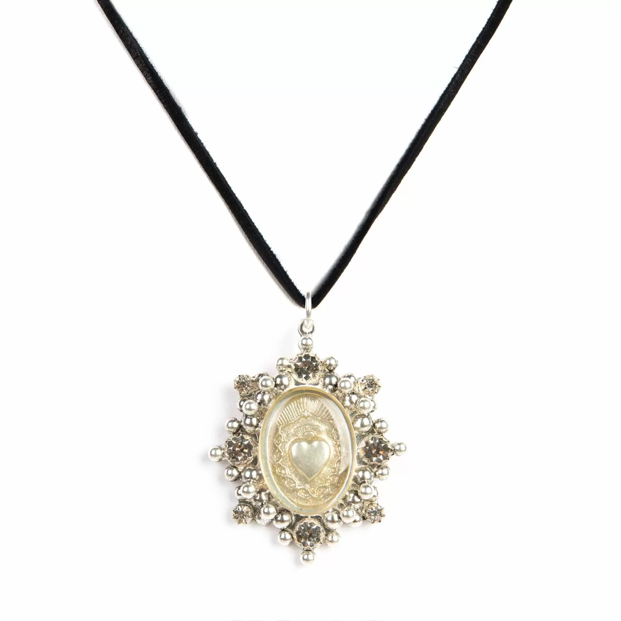 Oval Cloister Sacred Heart Charm Necklace