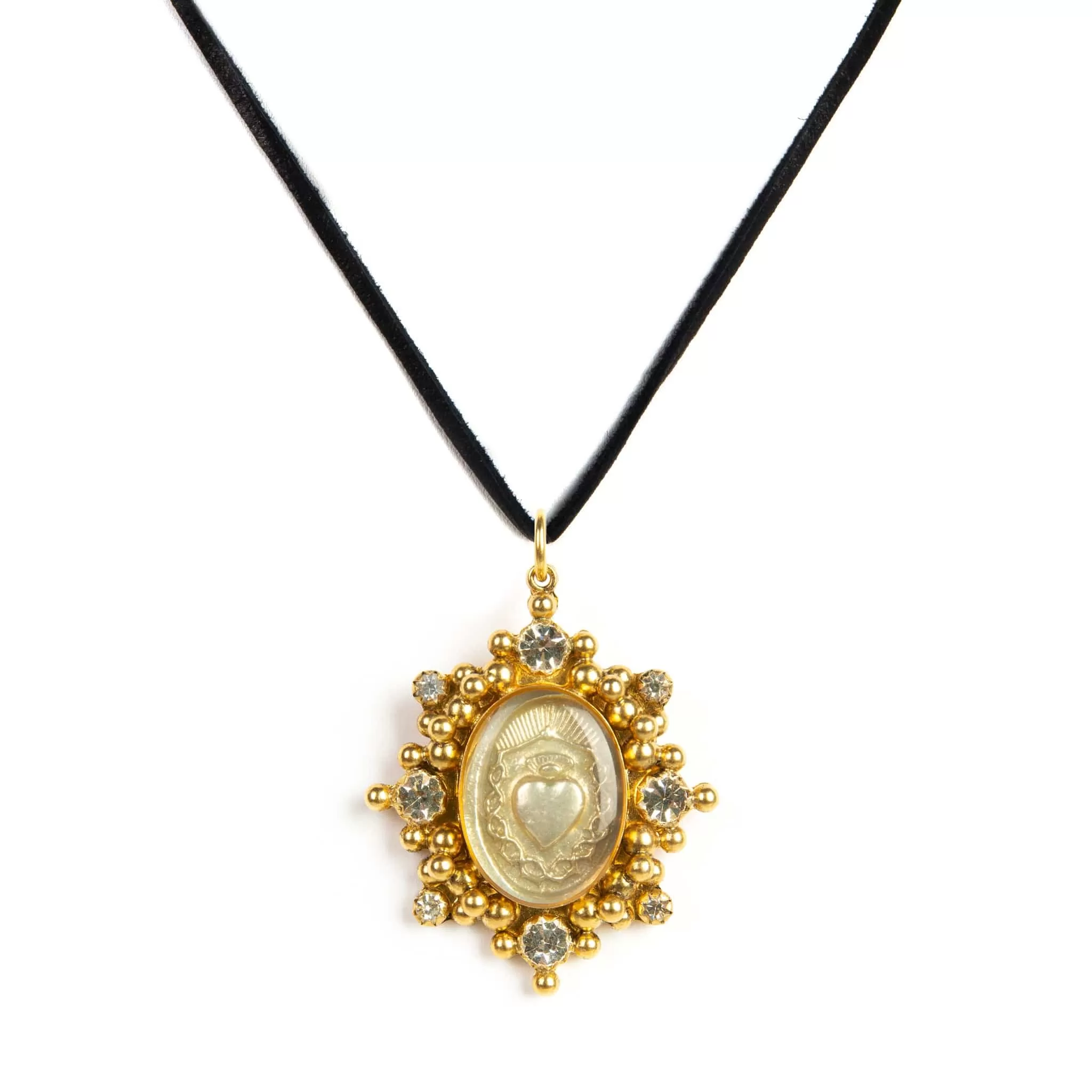 Oval Cloister Sacred Heart Charm Necklace