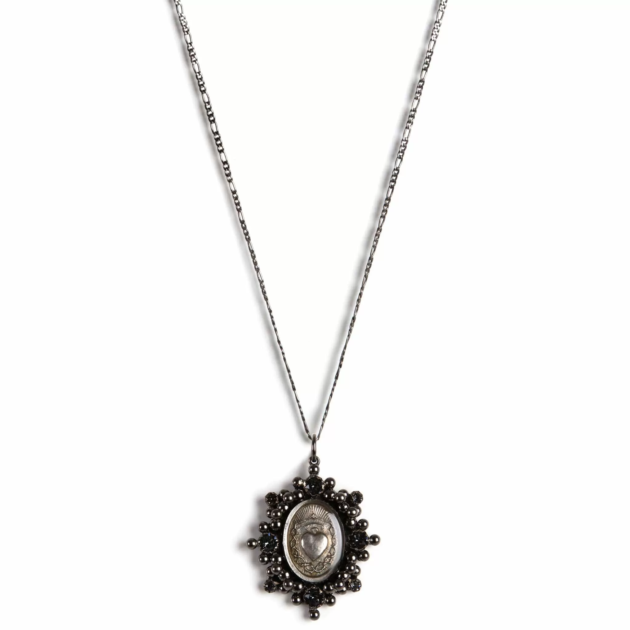 Oval Cloister Sacred Heart Charm Necklace