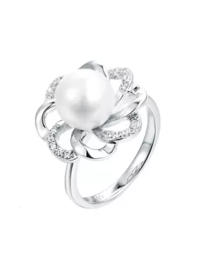 Pearl 925 Sterling Silver Flower Ring