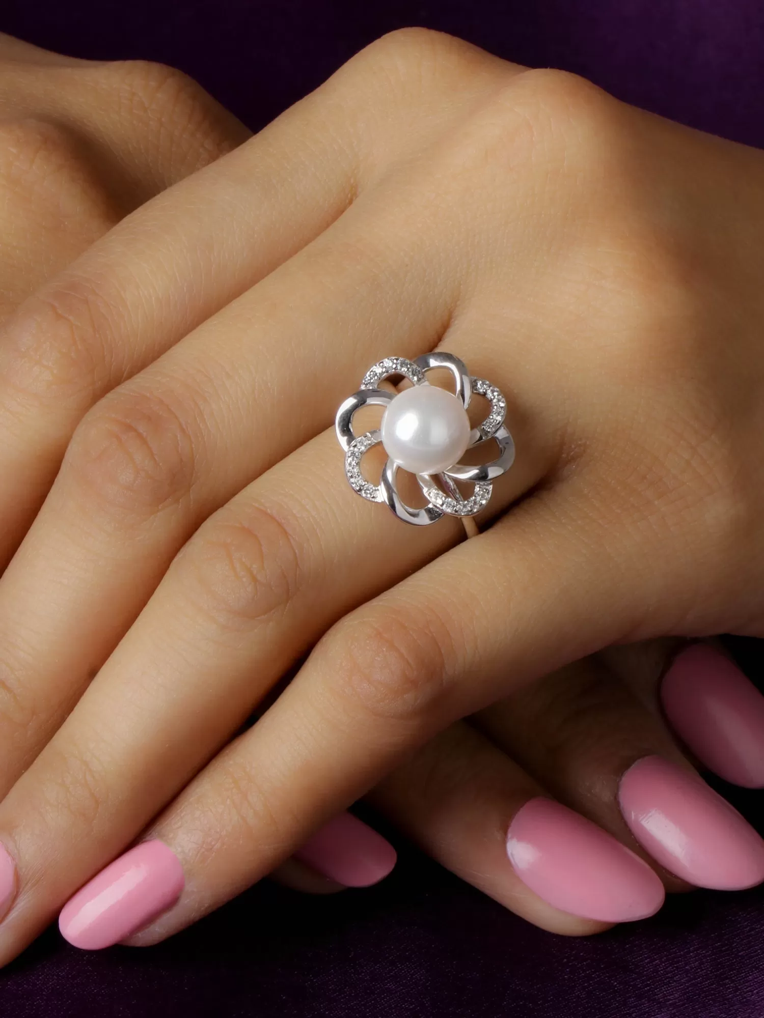 Pearl 925 Sterling Silver Flower Ring