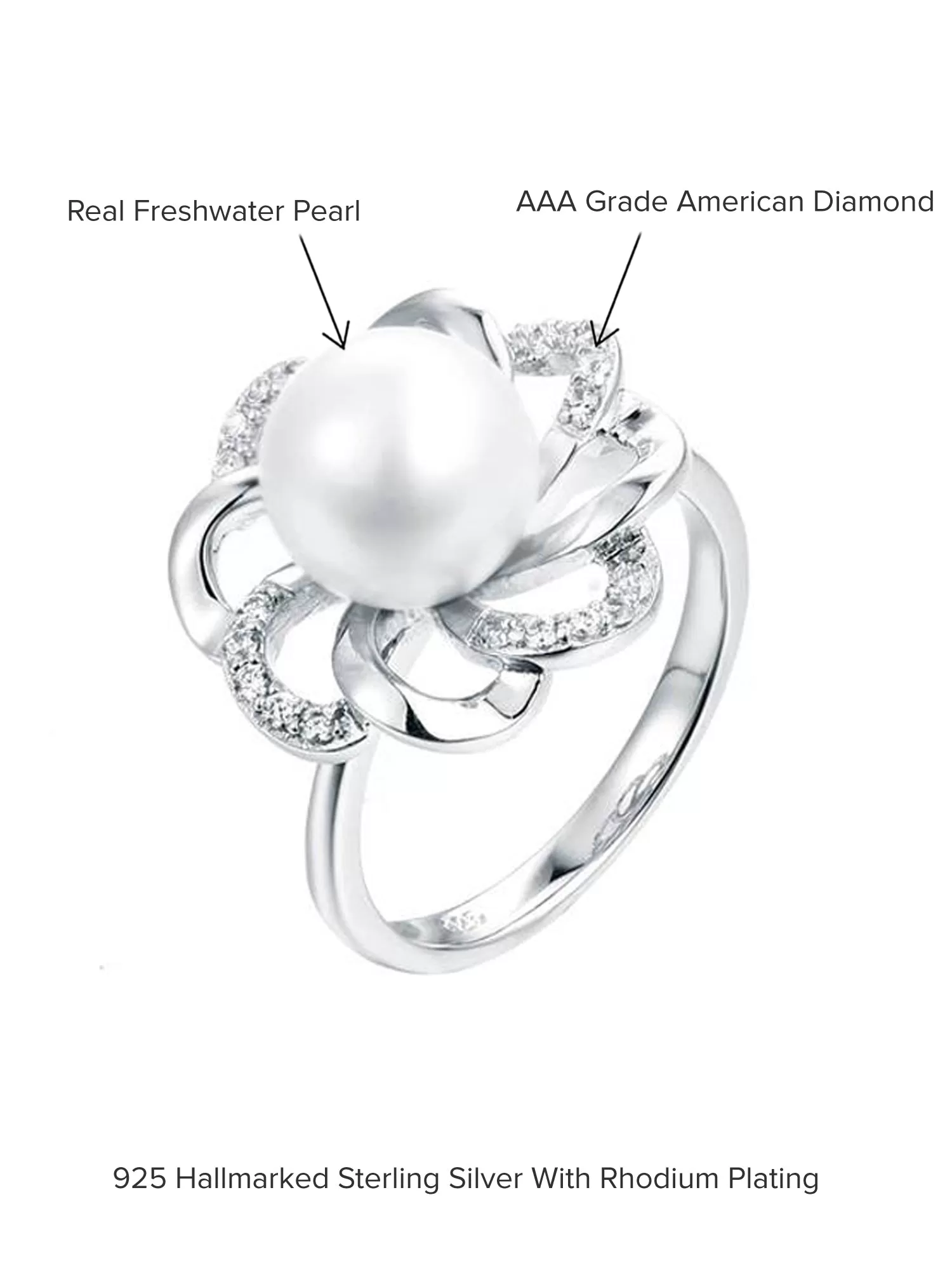 Pearl 925 Sterling Silver Flower Ring