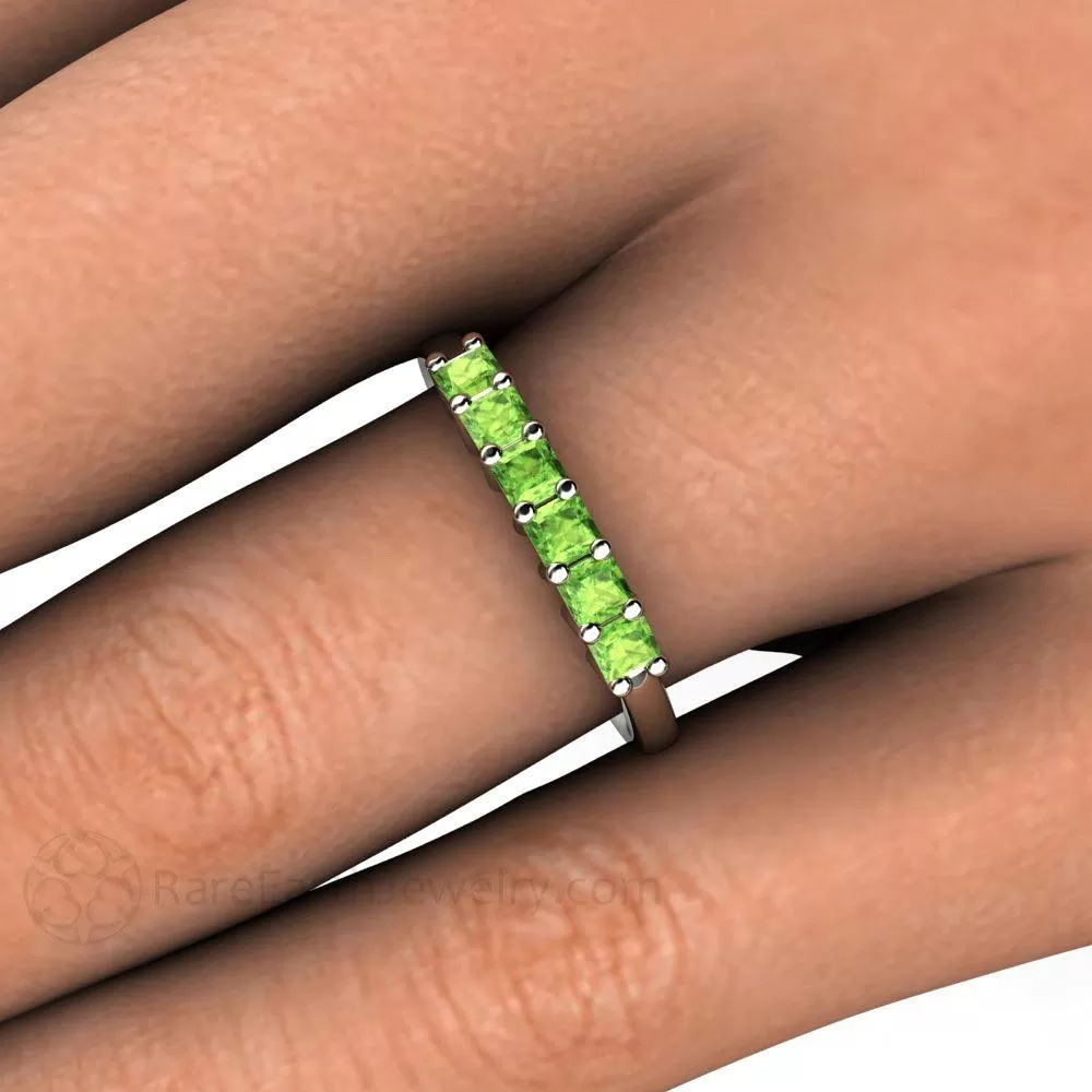 Peridot Princess Anniversary Band Stacking Ring August Birthstone