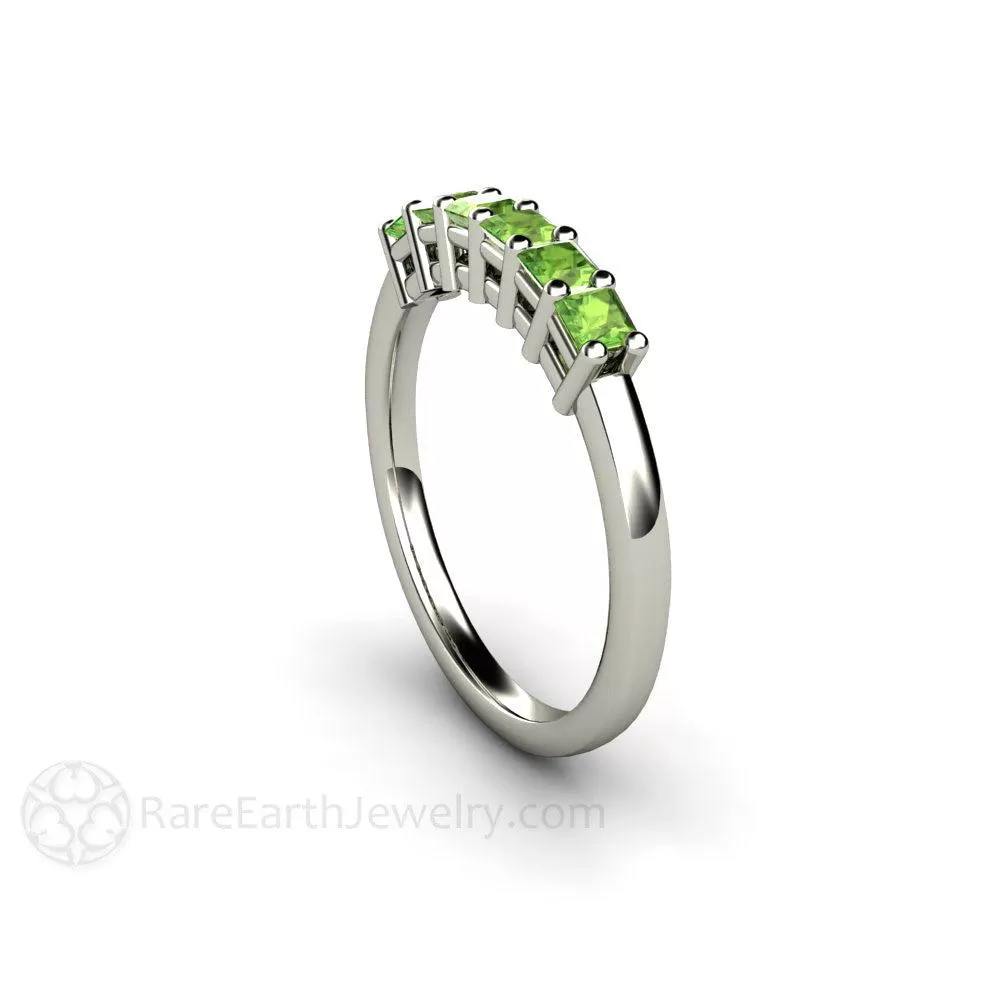 Peridot Princess Anniversary Band Stacking Ring August Birthstone