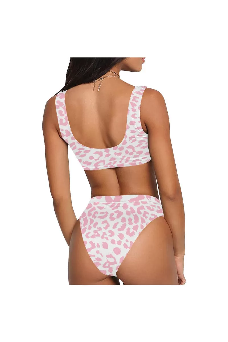 Pink Leopard Sport Top & High-Waist Bikini Swimsuit