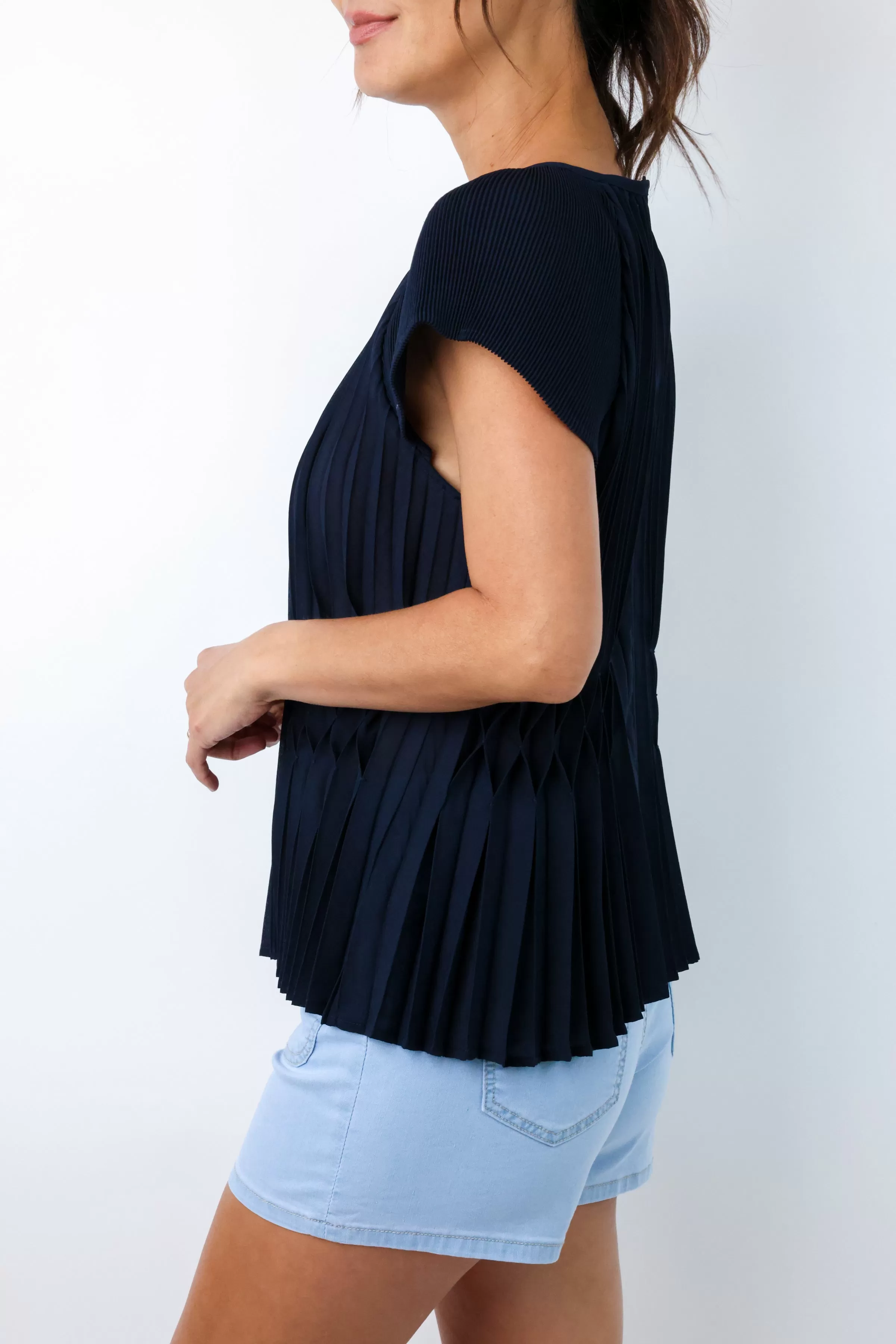 Pleated Cap Sleeve Top