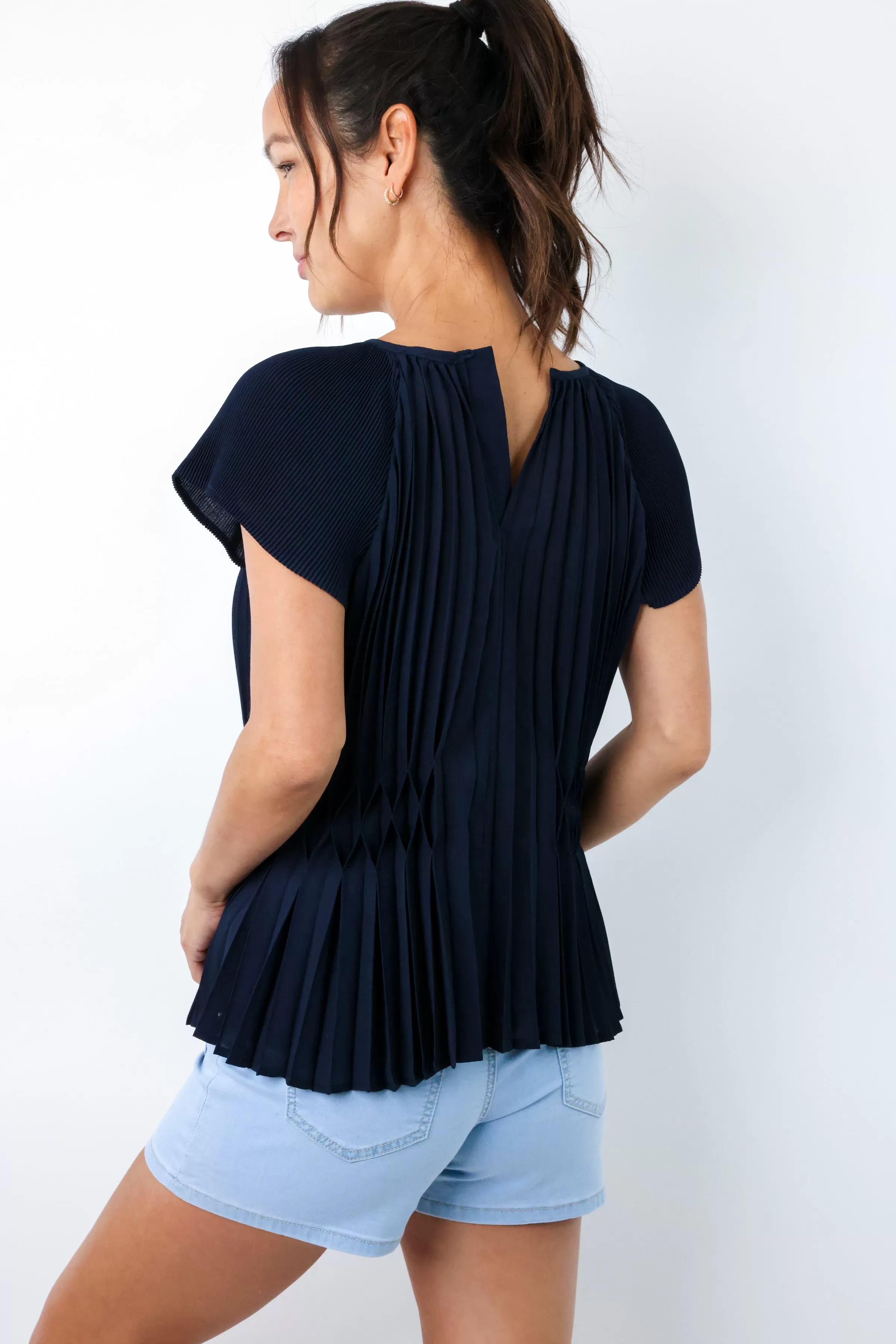 Pleated Cap Sleeve Top