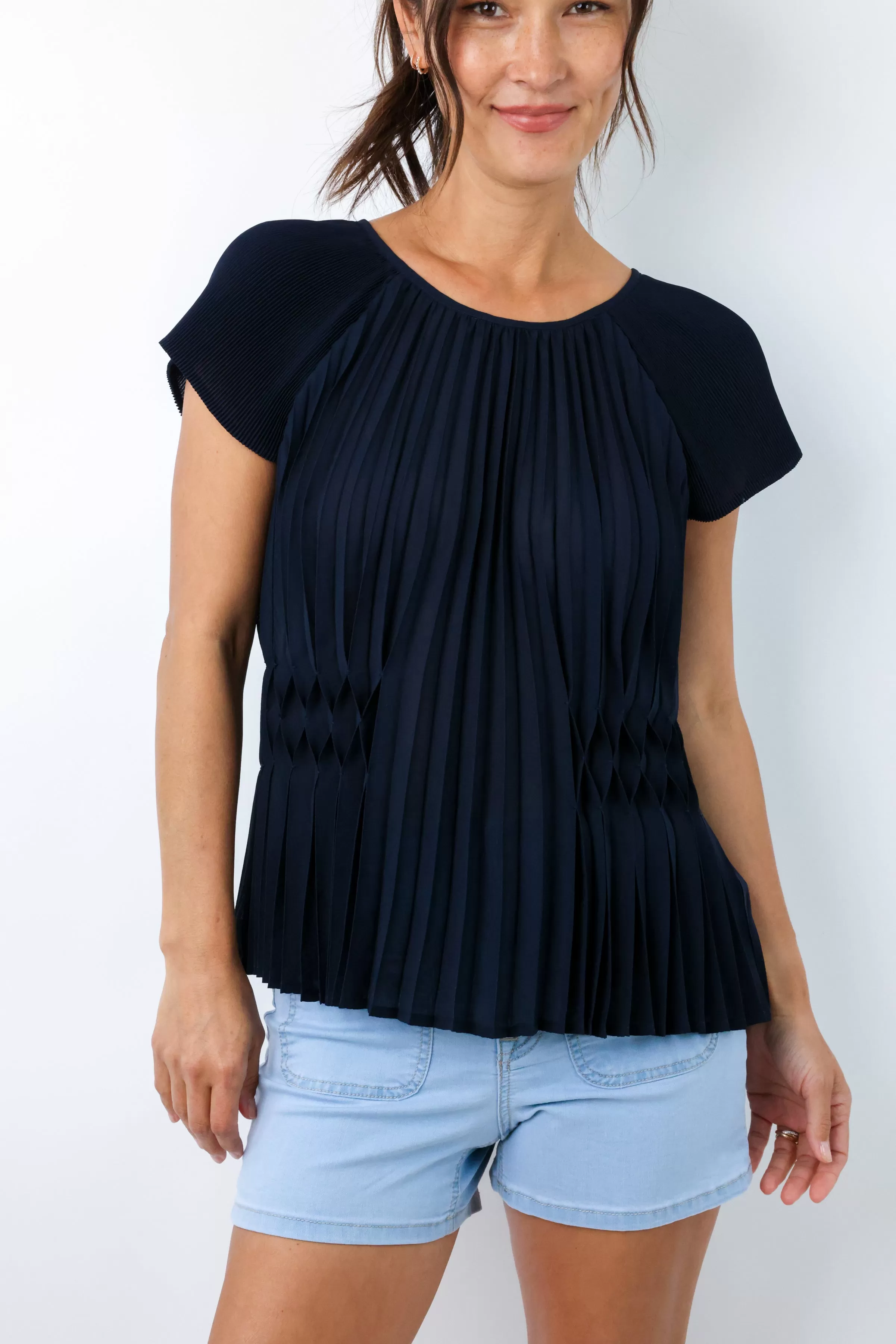 Pleated Cap Sleeve Top