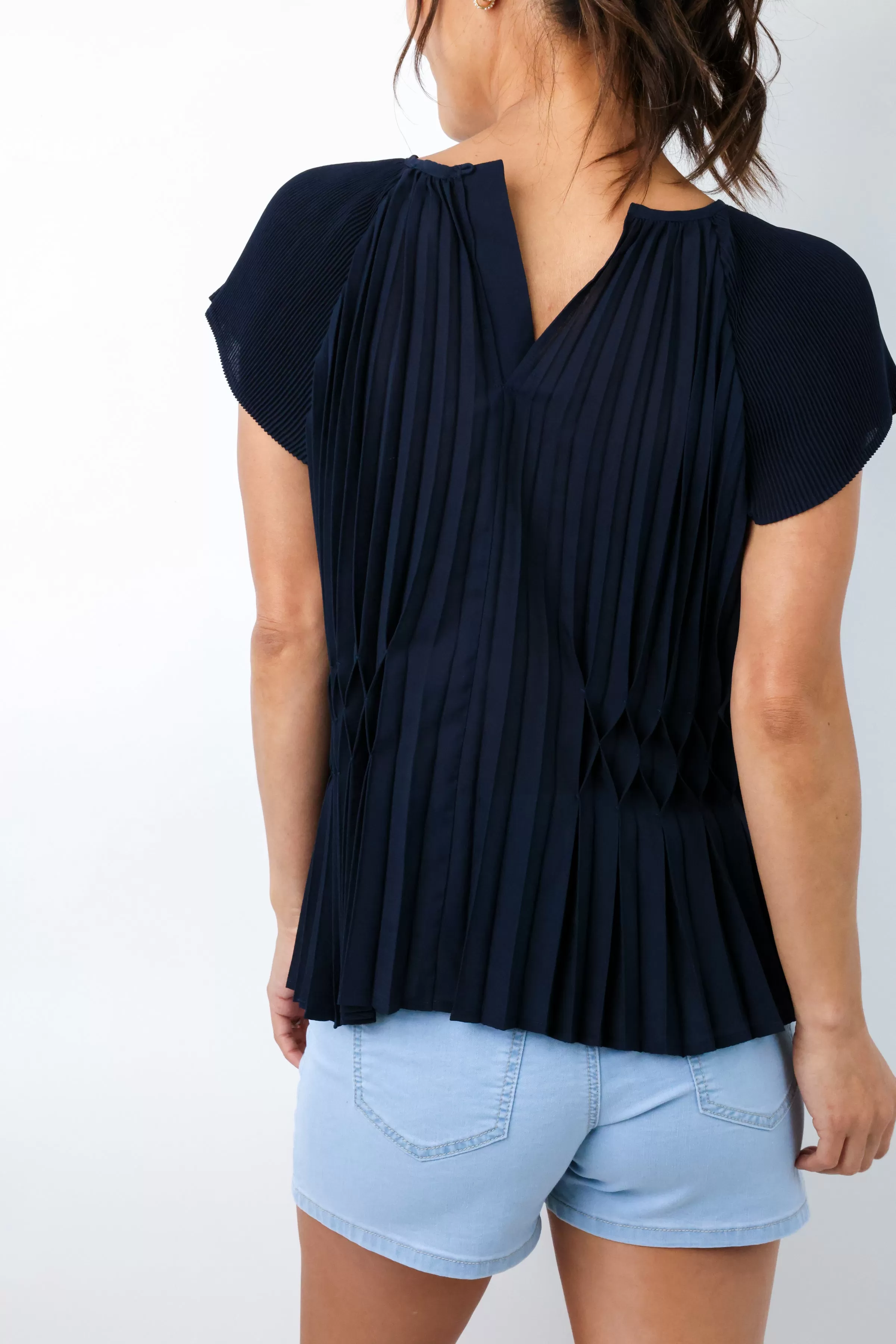 Pleated Cap Sleeve Top