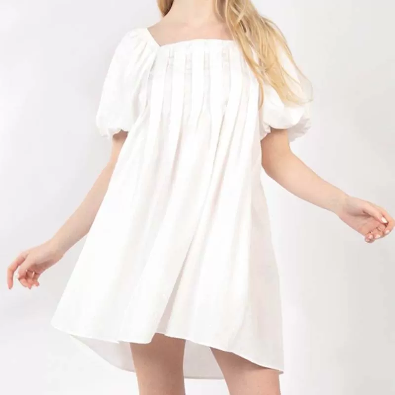 Pleated Front Babydoll Dress