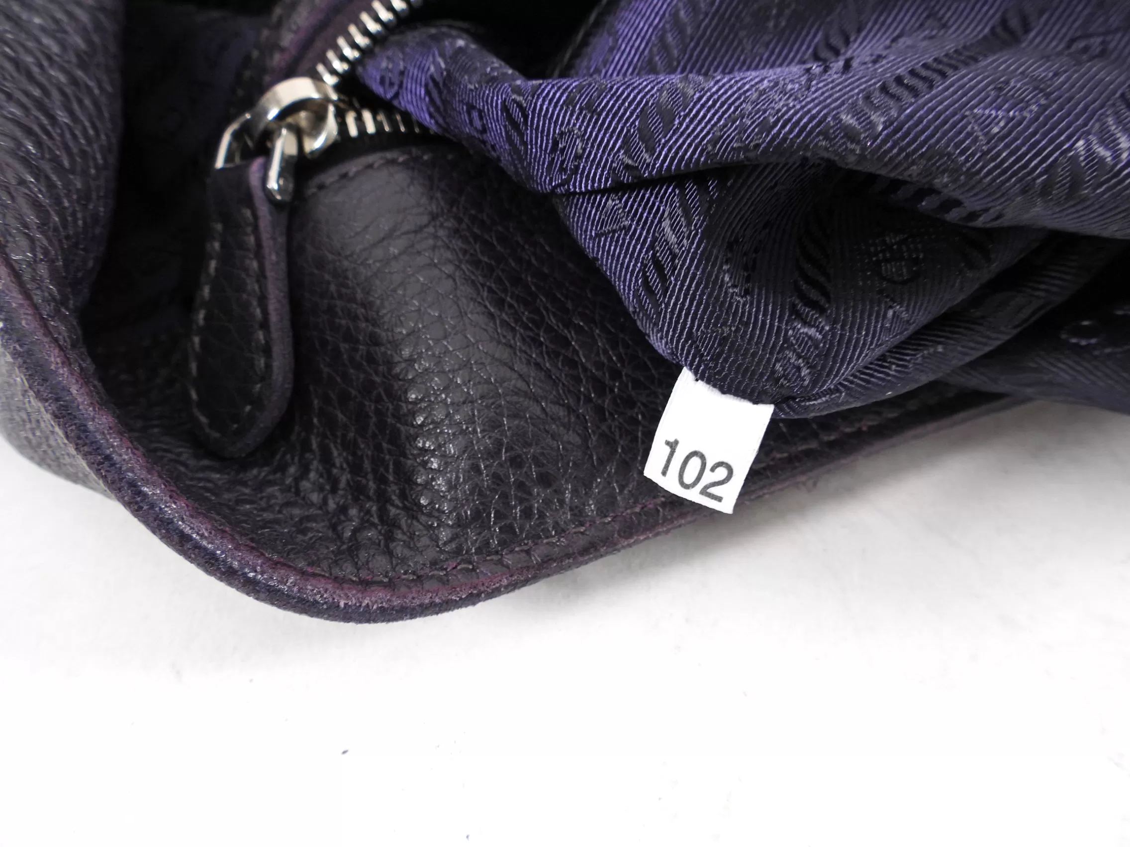 Prada Dark Purple Daino Leather Two-Way Tote Bag