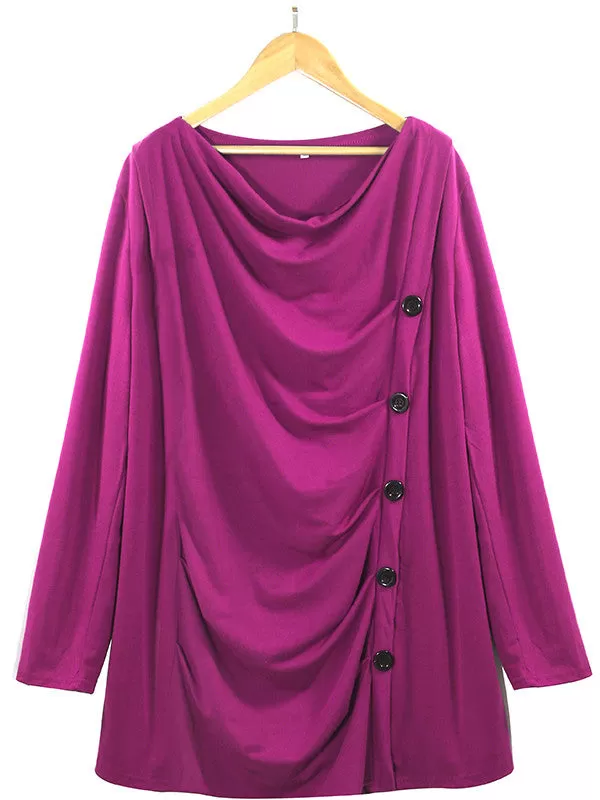 Pure Color Buttons Design Wrap Top