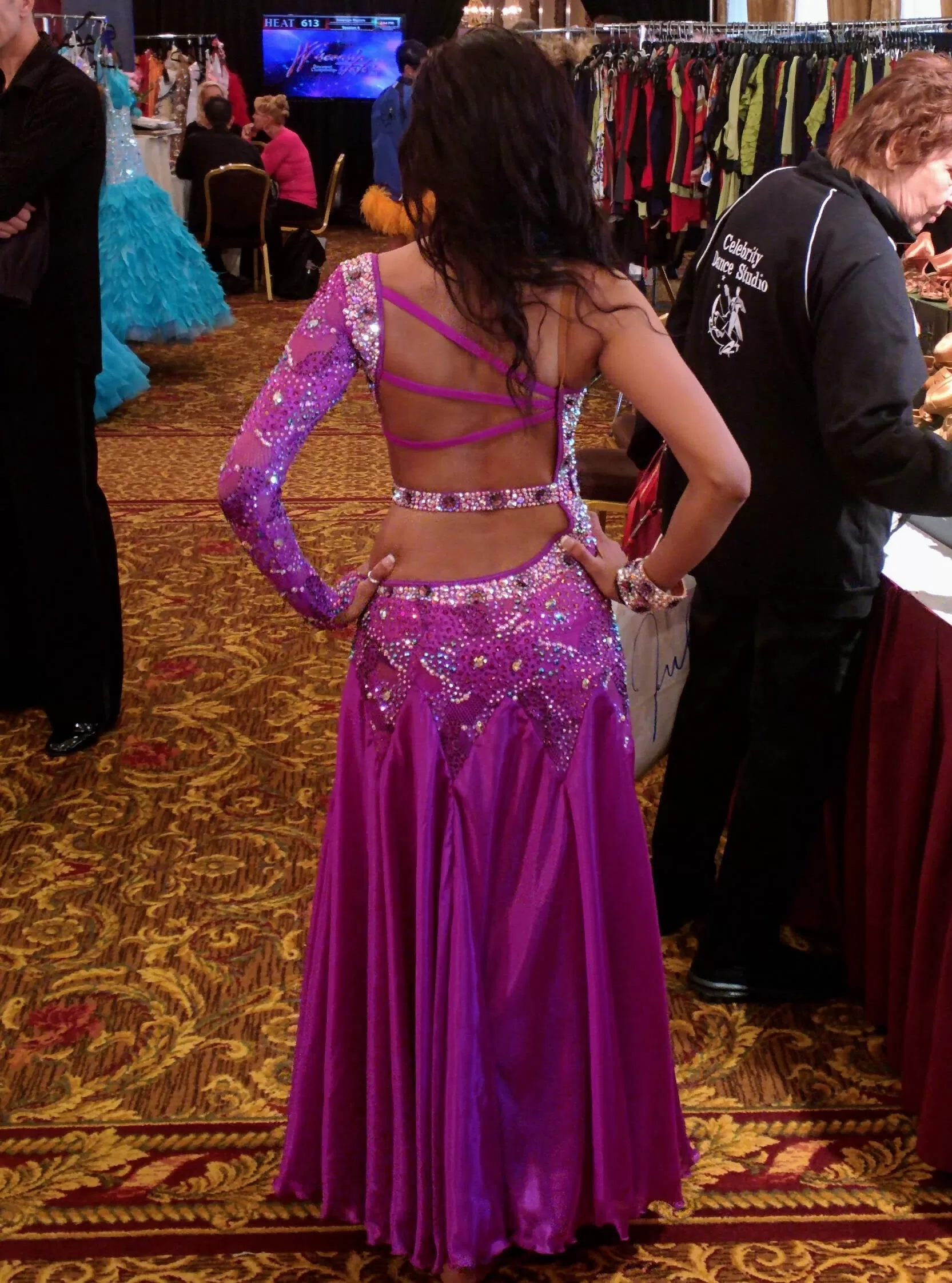 Purple Smooth Dress with Swarovski Crystals