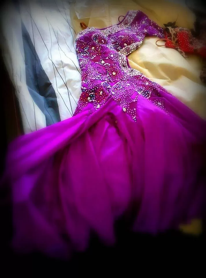 Purple Smooth Dress with Swarovski Crystals