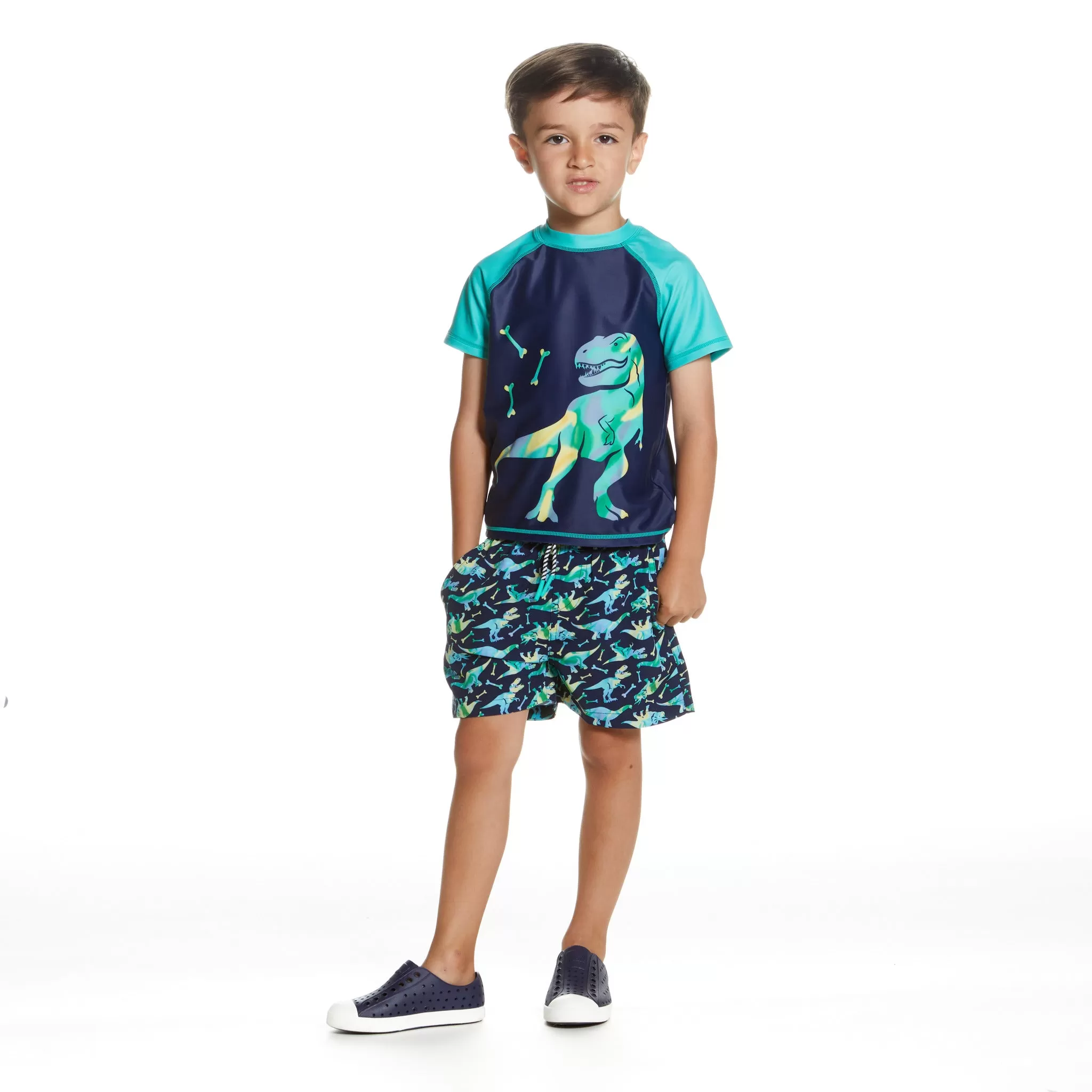 Raglan Rashguard and Boardshort | Dinosaur Graphic