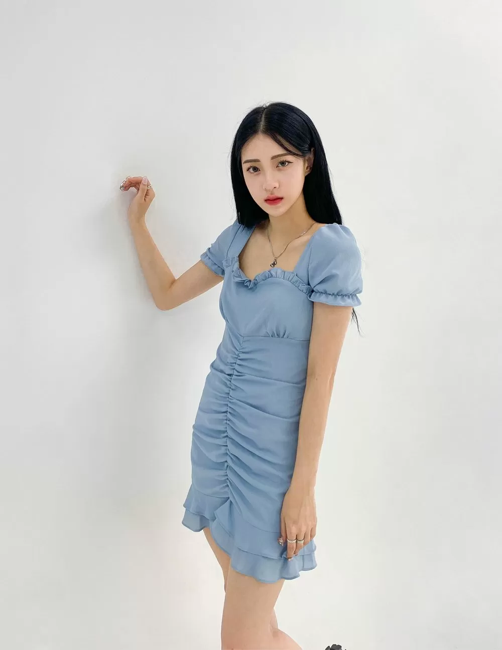 Romantic Ruched Front Mini Dress CCA29