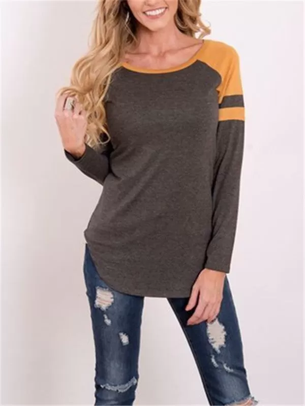 Round neck Color Collision Knited T-shirt