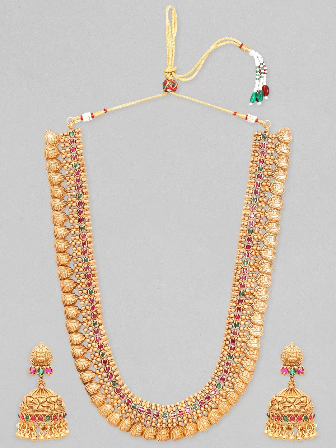 Rubans Divine Gold-Plated Temple Necklace Set