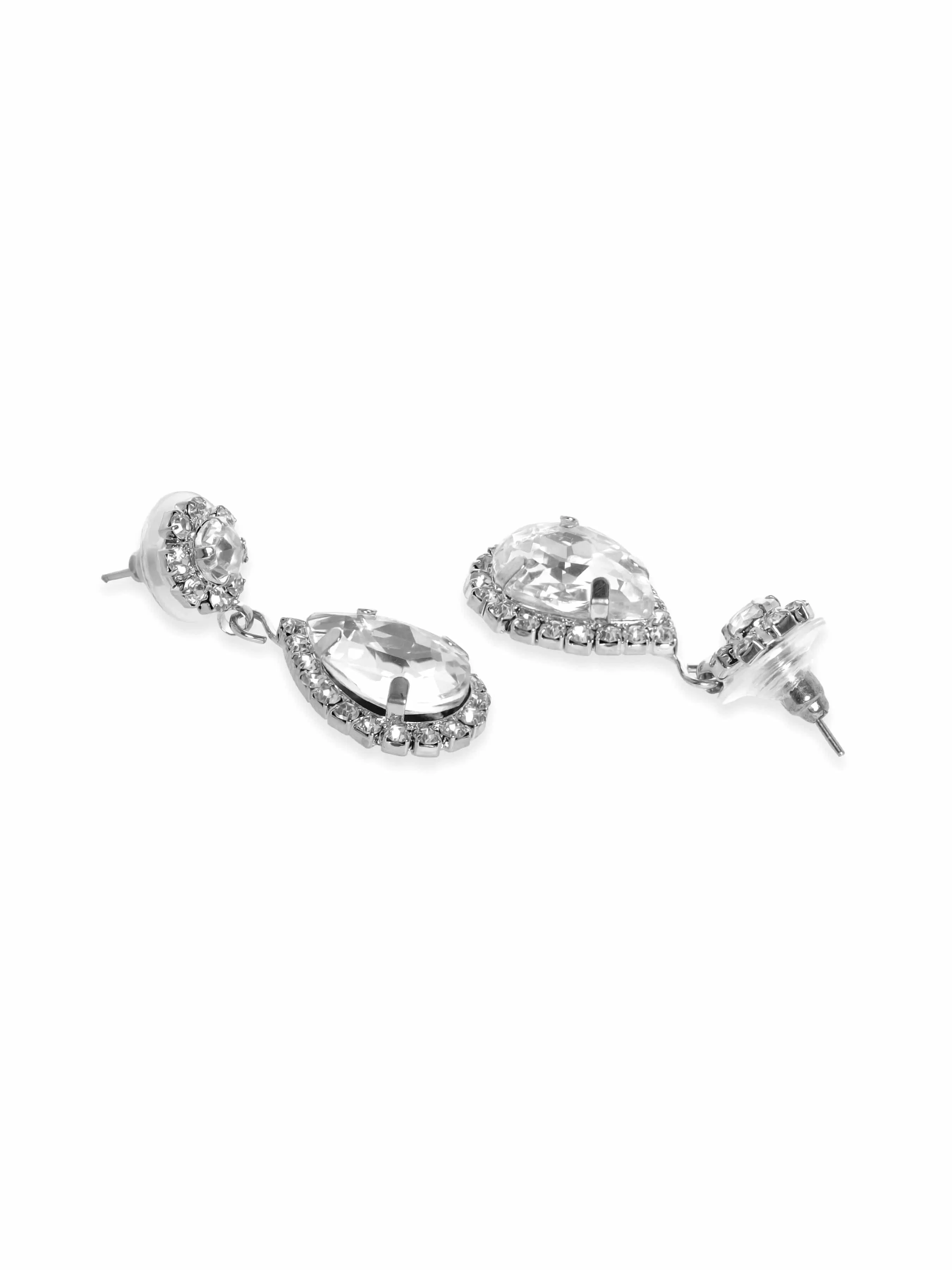 Rubans Rhodium-plated Crystal-studded Jewellery Set