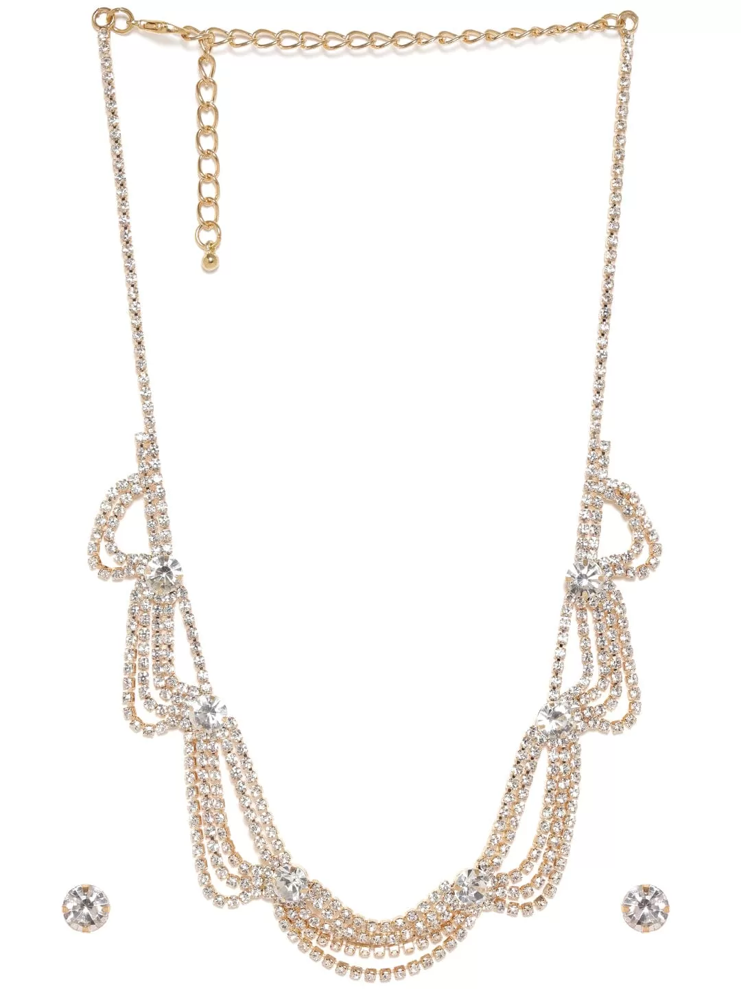 Rubans Voguish Gold plated Crystal Studded layered Necklace Set