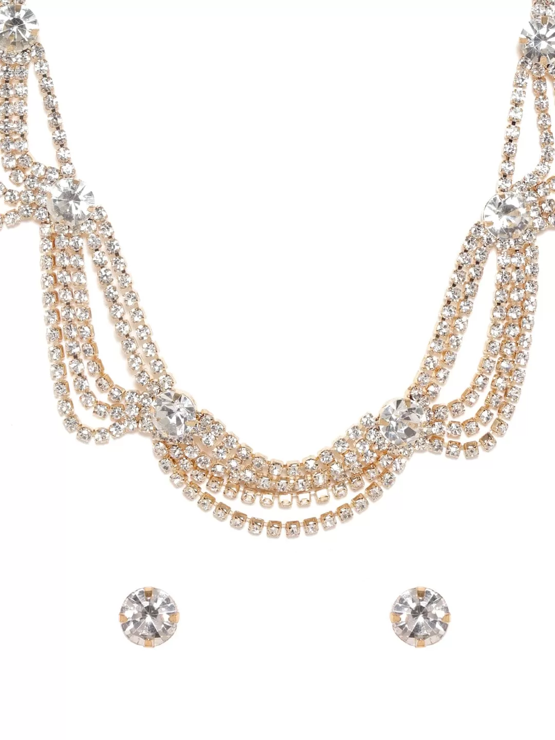 Rubans Voguish Gold plated Crystal Studded layered Necklace Set