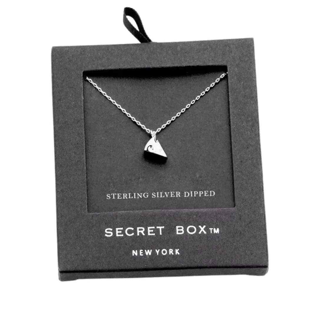 Secret Box Sterling Silver Dipped Cheese Pendant Necklace