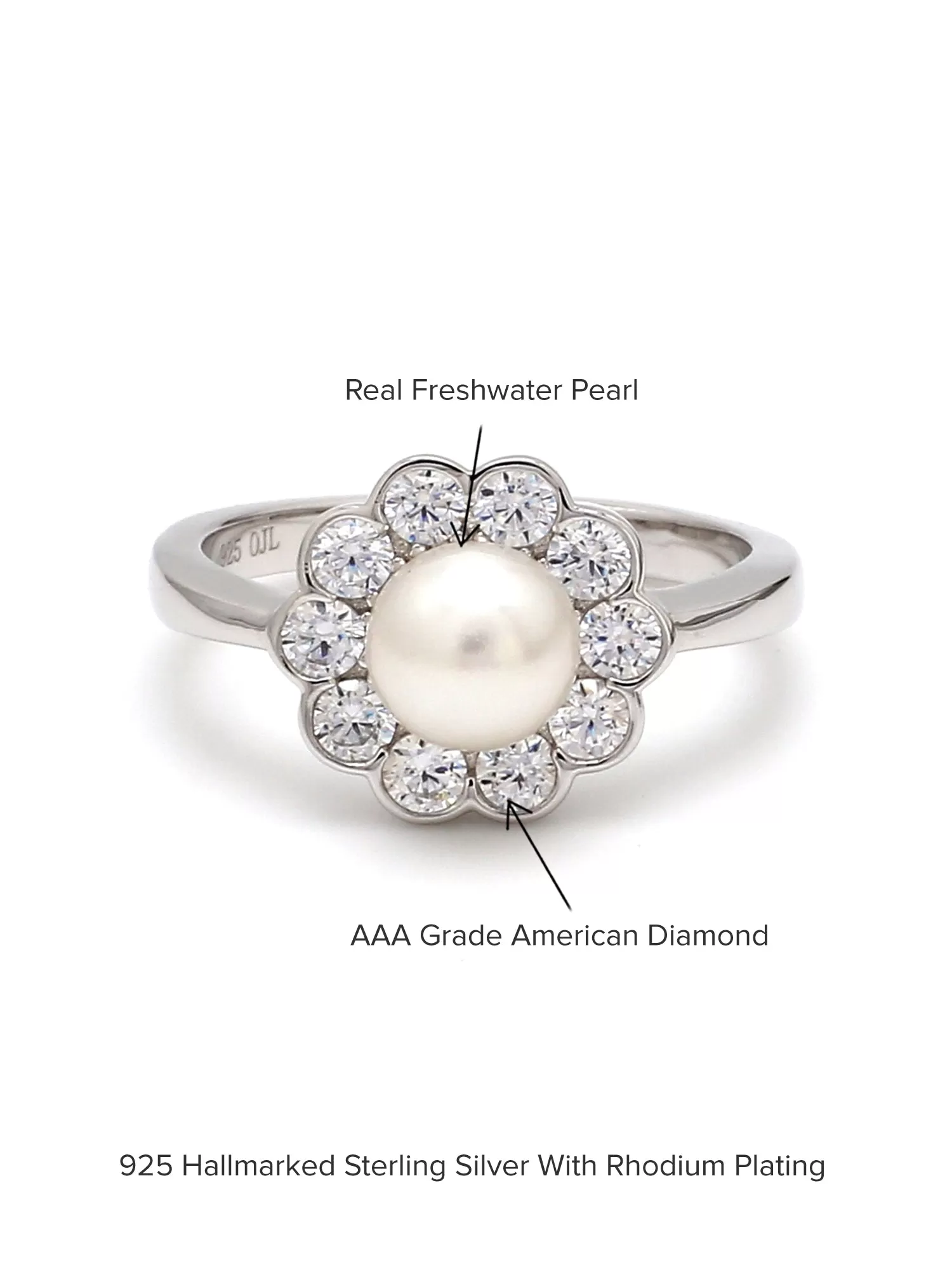 Silver Pearl Flower Ring