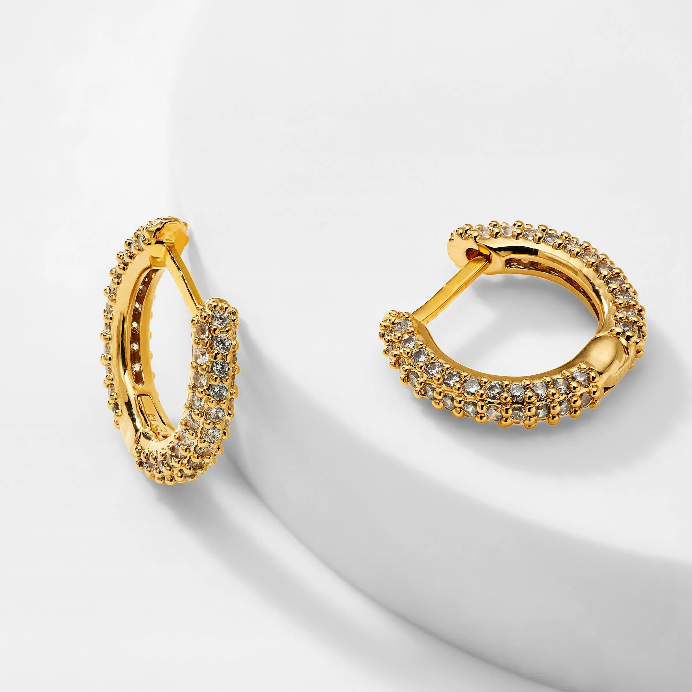 SMALL PAVE HUGGIE HOOP EARRINGS