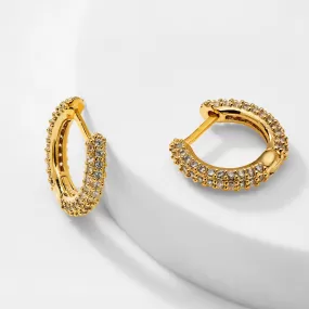 SMALL PAVE HUGGIE HOOP EARRINGS