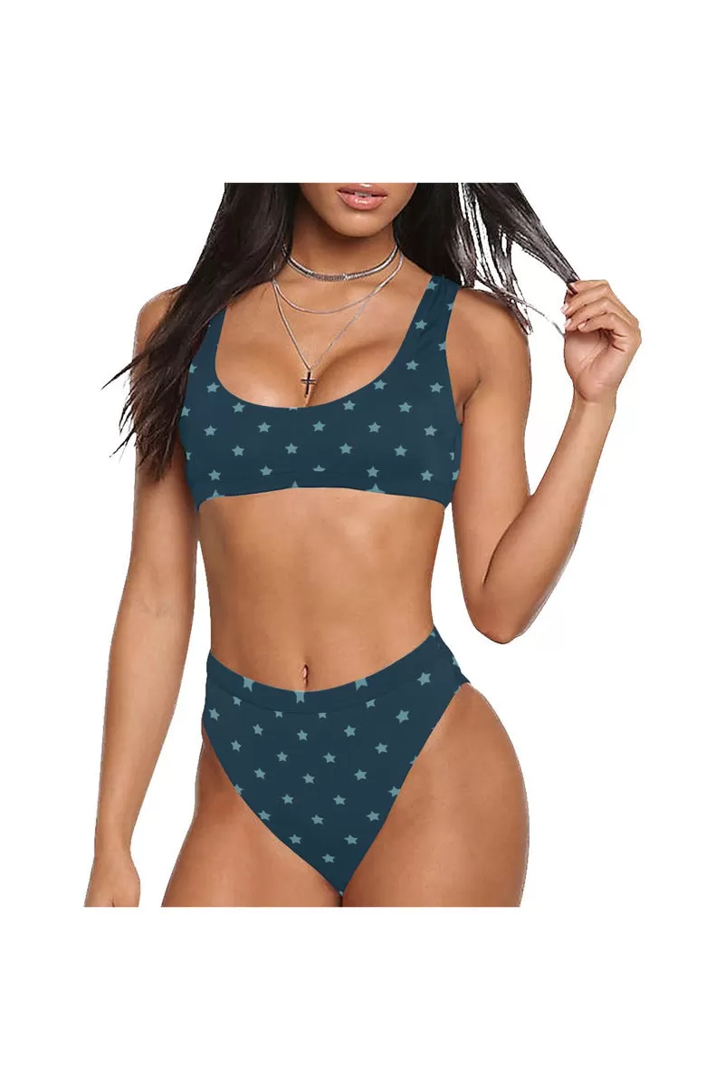 Starry Night Sport Top & High-Waist Bikini Swimsuit