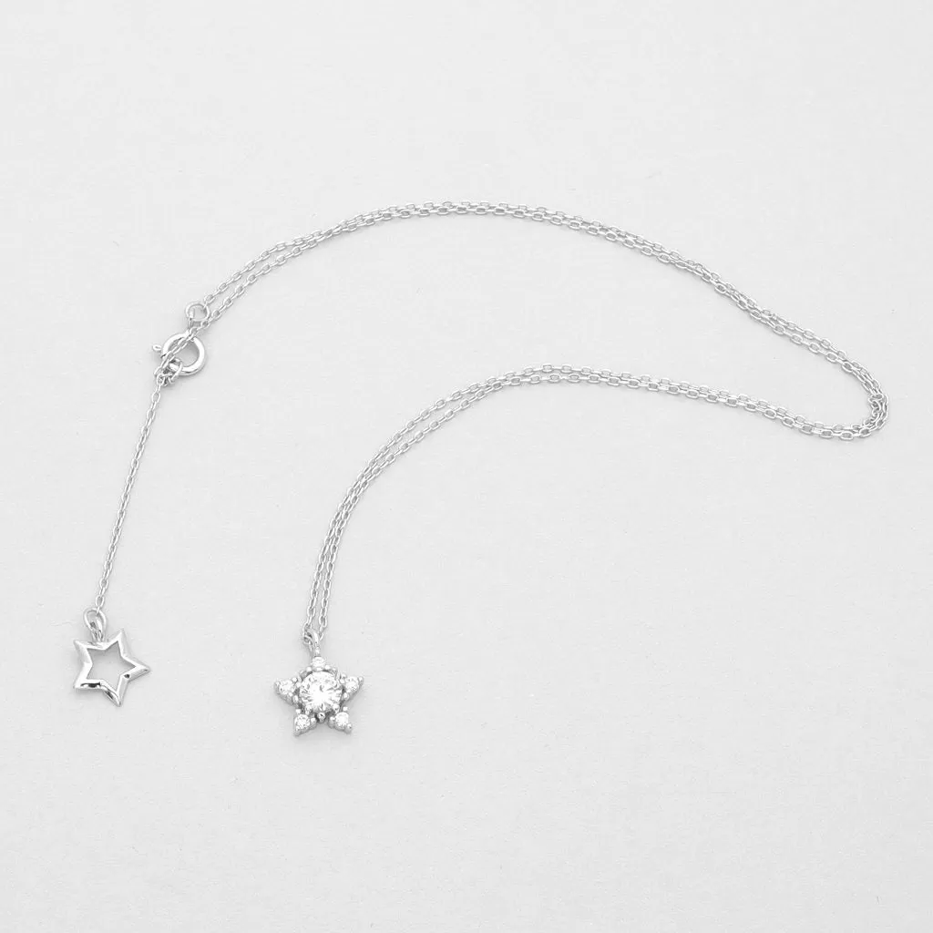 Sterling Silver C.Z Star Necklace