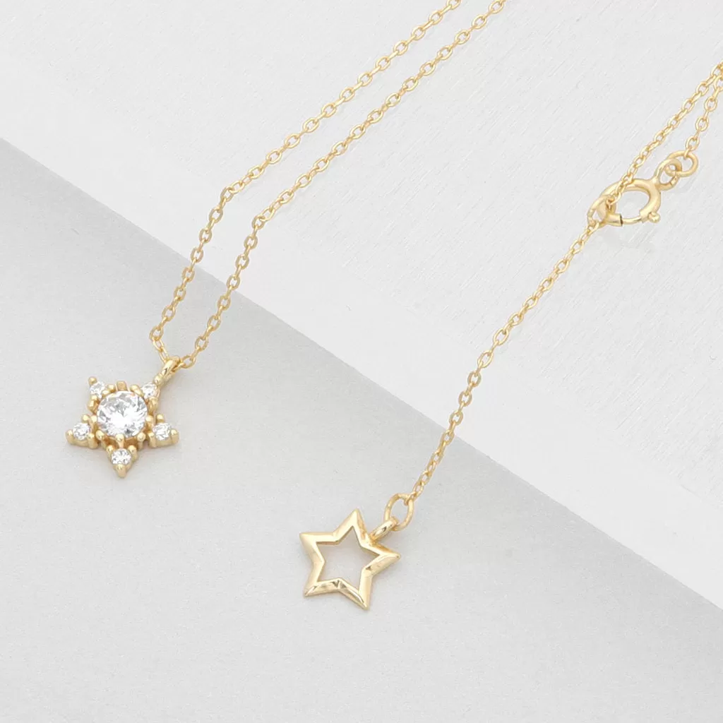 Sterling Silver C.Z Star Necklace